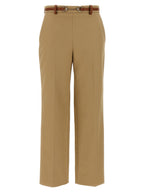 Beige Cotton Casual Pants