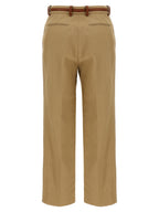 Beige Cotton Casual Pants