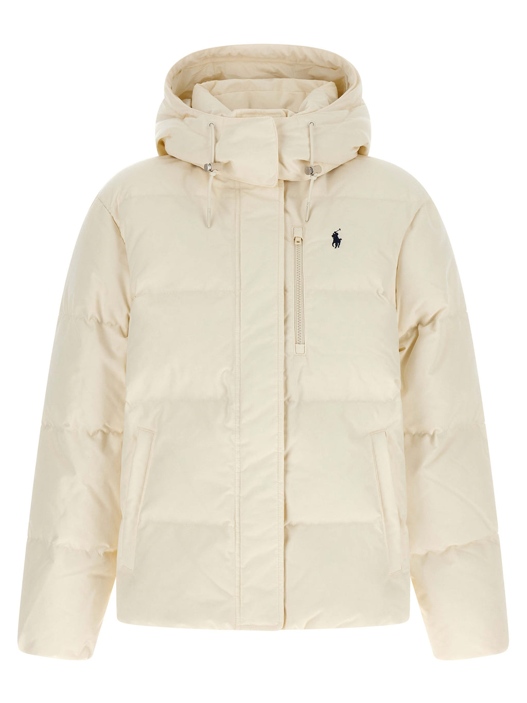 White Polyester Full-Length Jacket