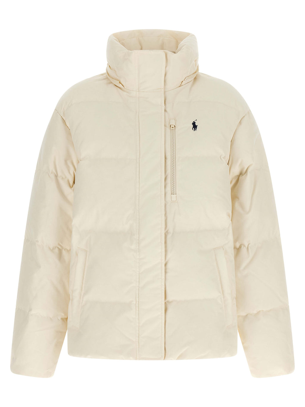 White Polyester Full-Length Jacket
