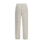 Beige Cotton Casual Pants