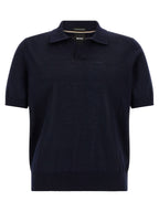 Blue Virgin Wool Polo Shirt