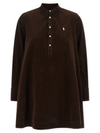Brown Cotton Short Dress