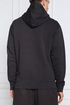 Dark Blue Cotton Logo Details Hooded Sweatshirt