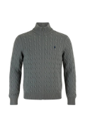 Cable Knit Half-Zip Trui – Grijs