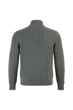 Cable Knit Half-Zip Trui – Grijs
