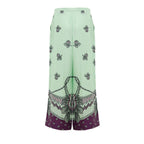 Green Silk Casual Pants