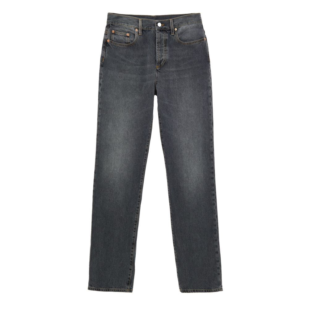 Gray Cotton Relaxed Fit Jeans