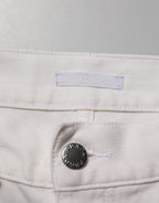 White Mid Waist Skinny Fit Denim Casual Trouser Jeans