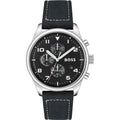 Black Leather Dress Watch