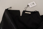 Acetate Black High Waist Wrap Style Asymmetric Skirt