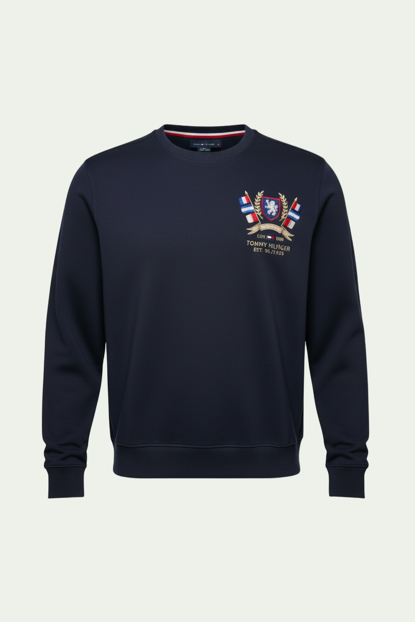 Tommy Hilfiger – Navy Sweater met Geborduurd Embleem