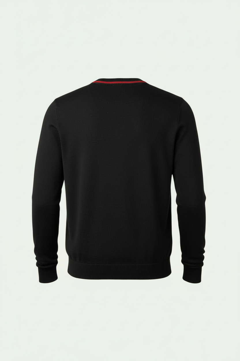 Tommy Hilfiger – Zwarte Trui met Gebreid Monogramlogo